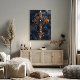 Gothic Cross With Skull Poster