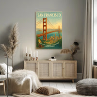 Vintage San Francisco Golden Gate Bridge Travel Poster
