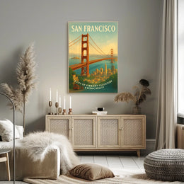 Vintage San Francisco Golden Gate Bridge Travel Poster