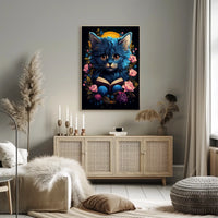 Mystical Blue Cat Fantasy Art Poster Adventure