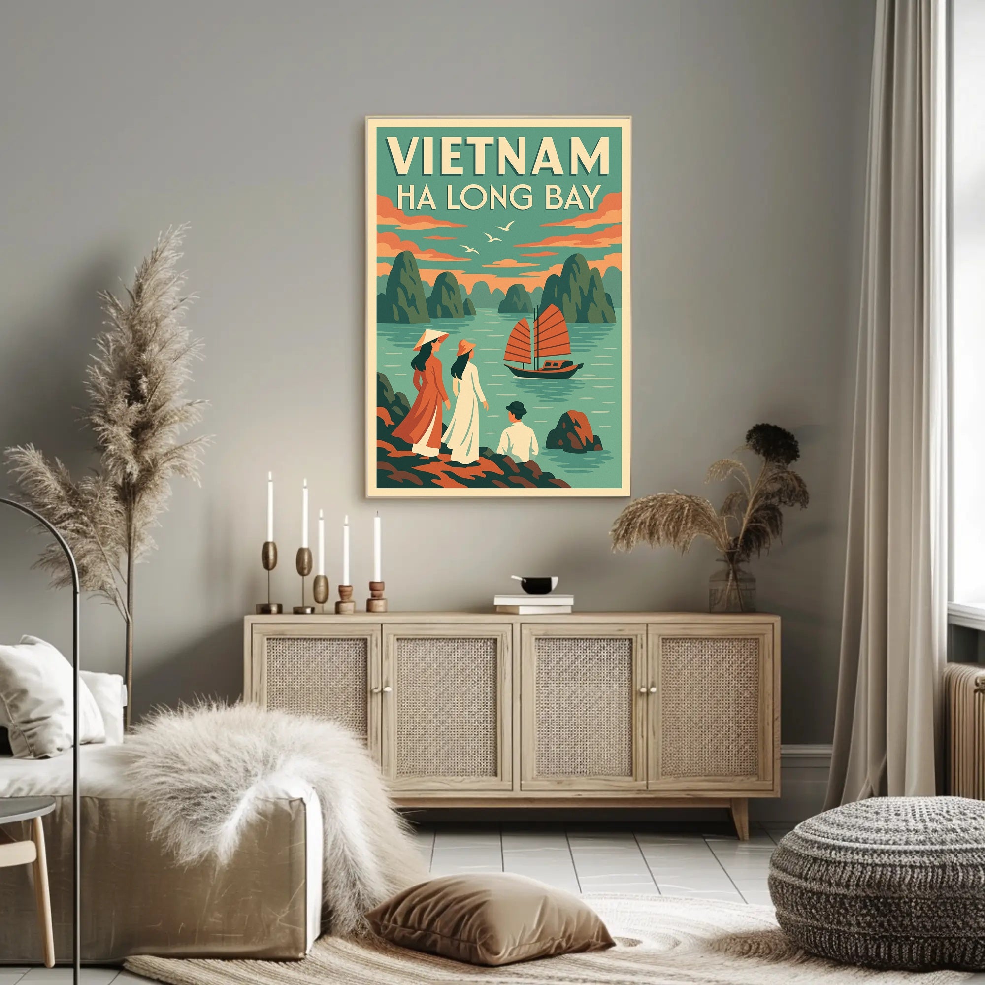 Scenic Ha Long Bay Vintage Travel Artwork Poster