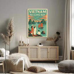 Scenic Ha Long Bay Vintage Travel Artwork Poster
