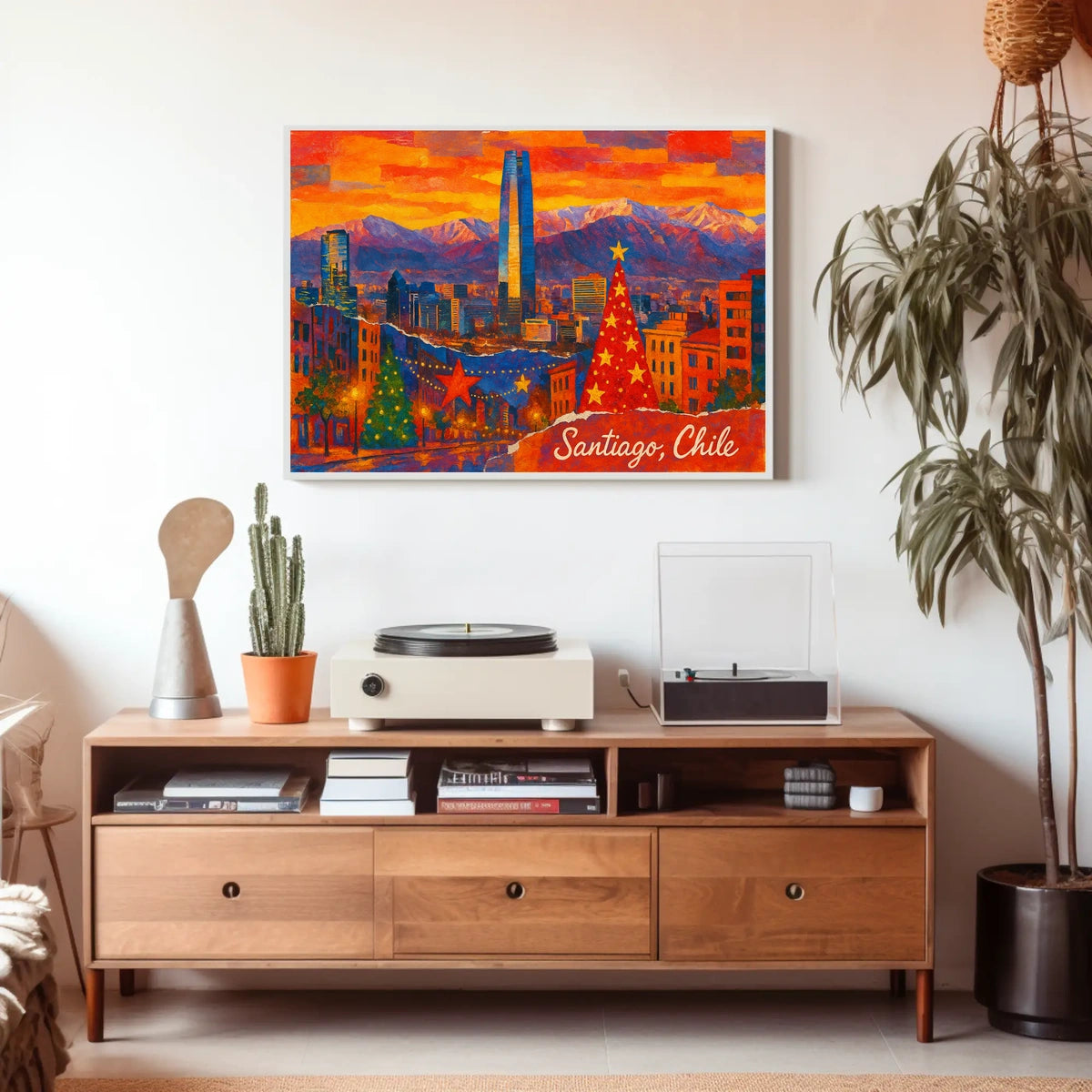 Santiago, Chile Festive Skyline Poster