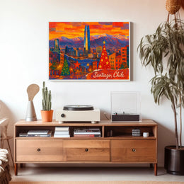 Santiago, Chile Festive Skyline Poster
