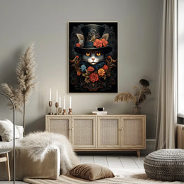 Whimsical Cat in Baroque Top Hat Fantasy Poster