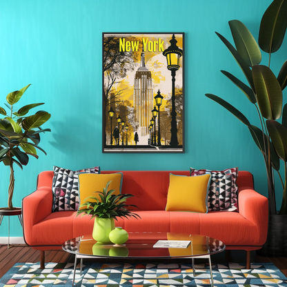 Empire State Building in Autumn Vintage Style Poster