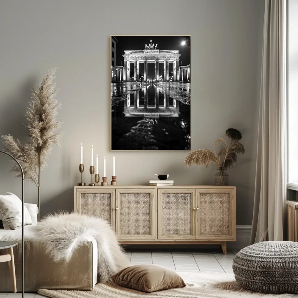 Brandenburg Gate Berlin Night Photorealistic Poster Print