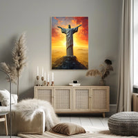 Christ the Redeemer Vibrant Landmark Travel Poster