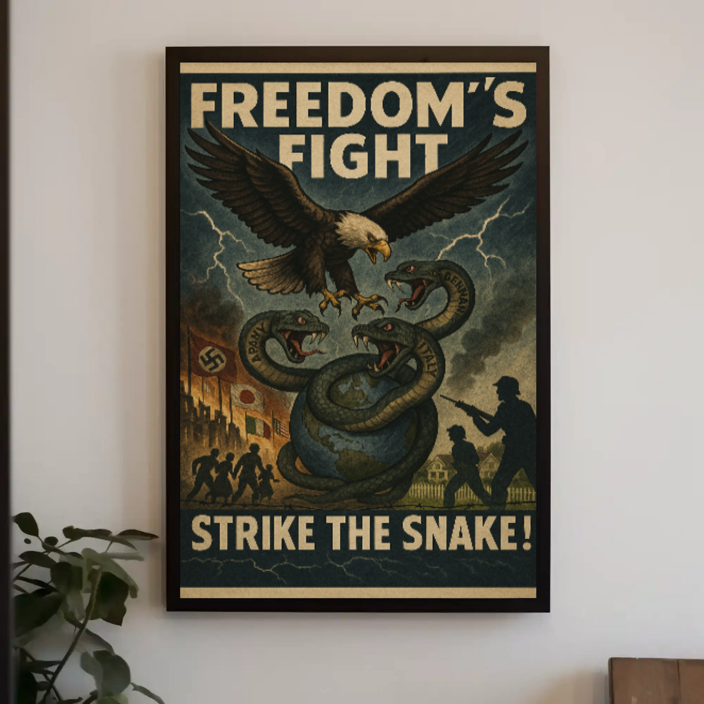 Freedom's Fight WWII Propaganda Poster