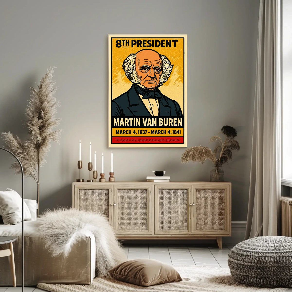 Martin Van Buren 8th President of the United States Inked Comic Style Poster