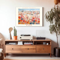 Madrid Flower Market Scene: Urban or Cityscape Poster