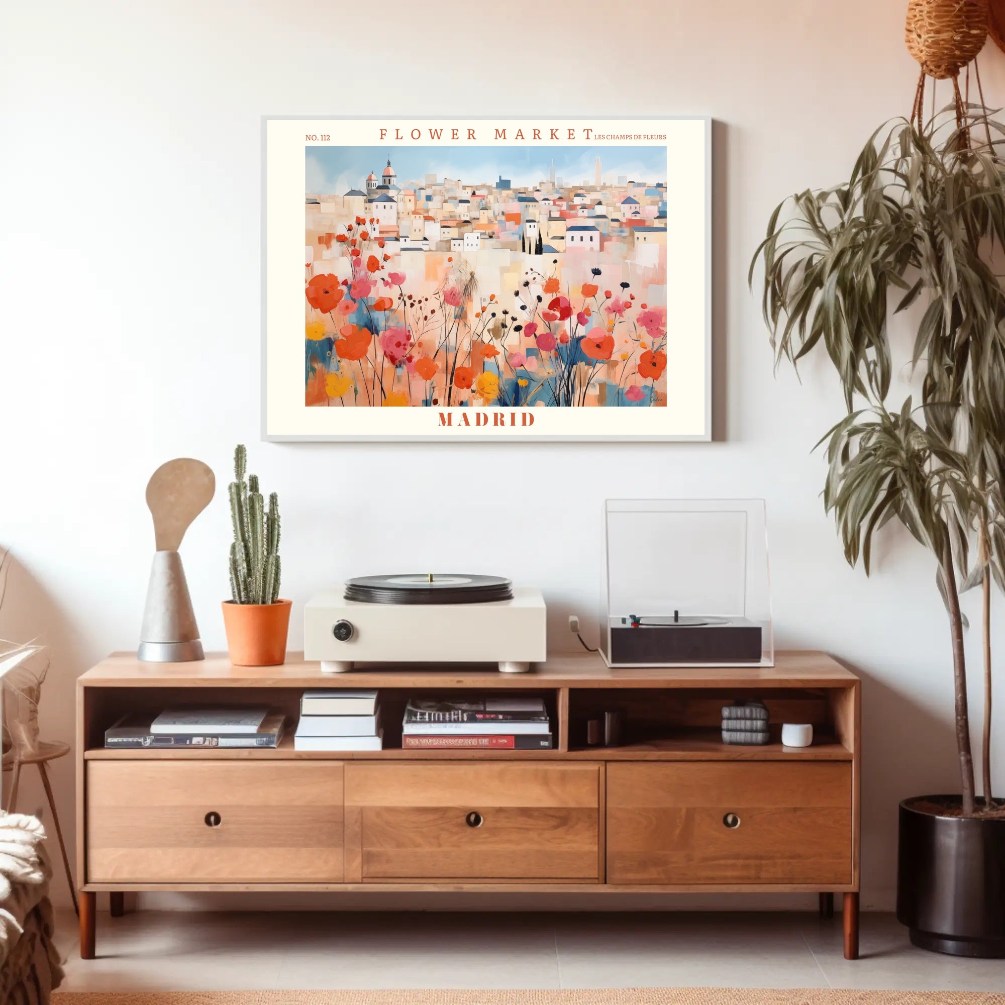 Madrid Flower Market Scene: Urban or Cityscape Poster