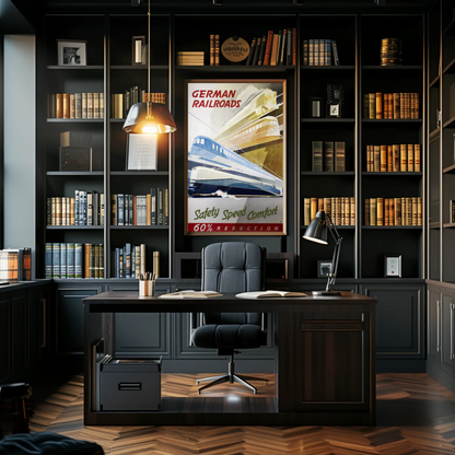 German Railroads Vintage Poster Speed Comfort