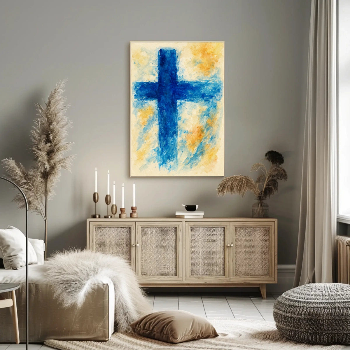 Abstract Blue Cross Abstract Poster