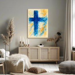 Abstract Blue Cross Abstract Poster
