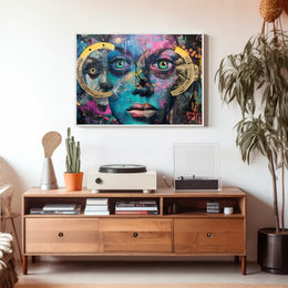 Surreal Vibrant Collage Poster with Colorful Eyes