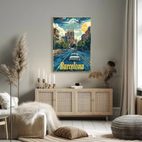 Barcelona Retro Travel Poster