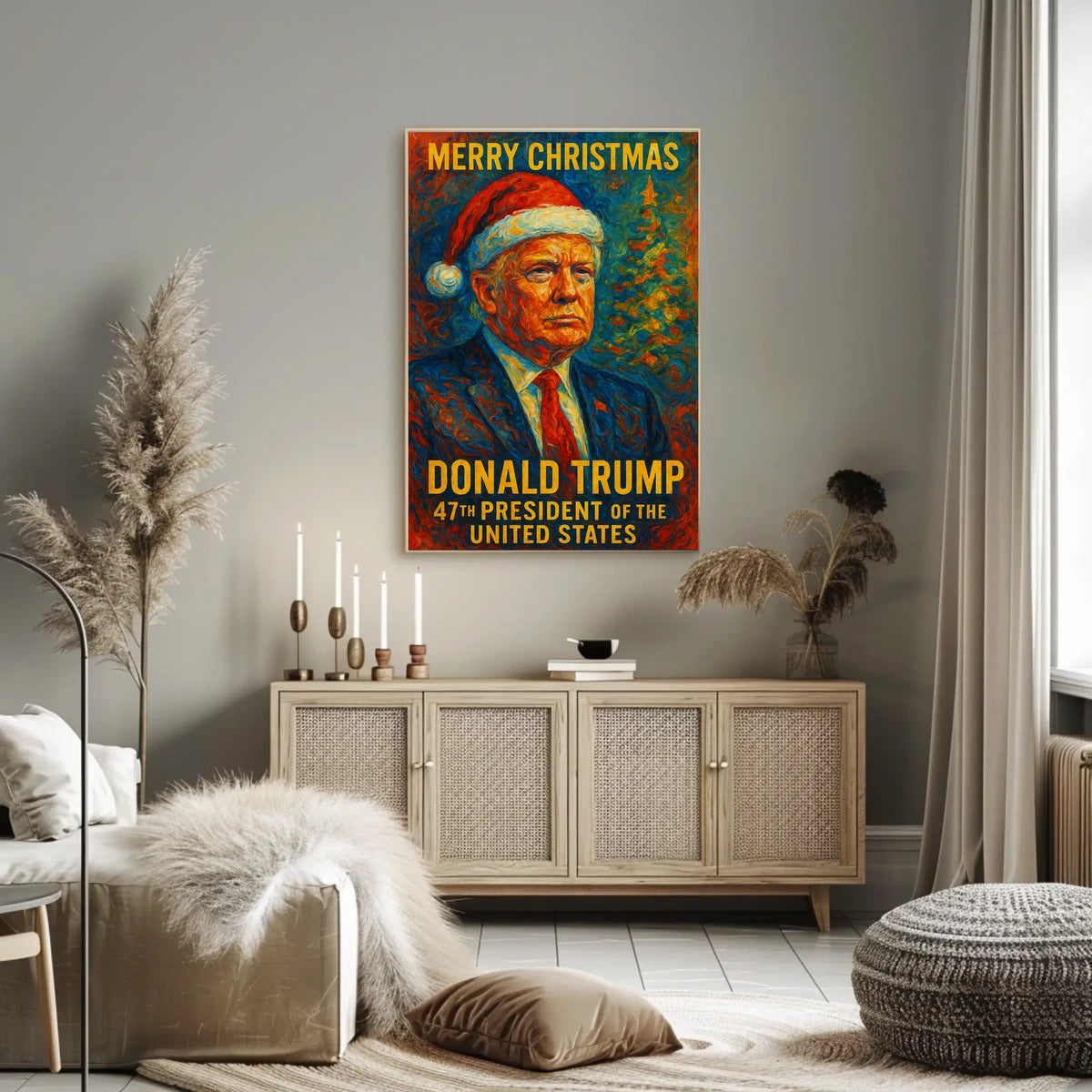 Donald Trump Santa Hat Christmas Political Poster