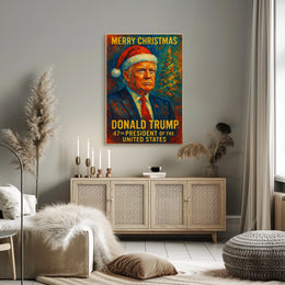 Donald Trump Santa Hat Christmas Political Poster