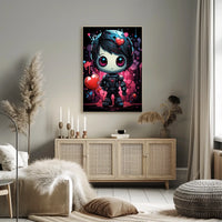 Cute Robotic Heart Poster: Futuristic Love Art