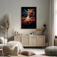 Stylized Tiger in Tropical Paradise Animal Poster