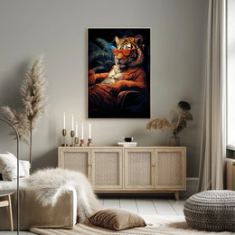 Stylized Tiger in Tropical Paradise Animal Poster