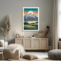 Grand Teton Vintage Travel Poster Print Wall Art