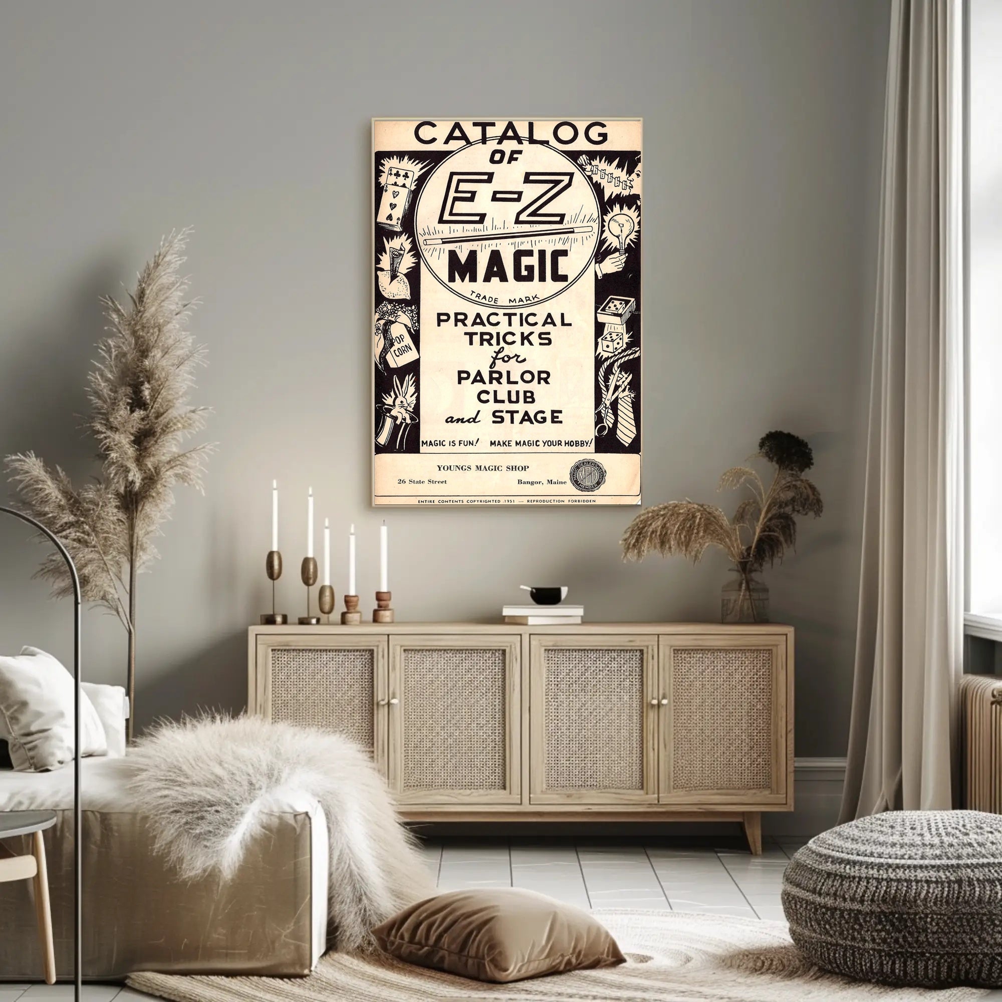 E-Z Magic Catalog Vintage Magic Tricks Artistic Poster