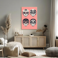 Day of the Dead Sugar Skulls Vibrant Floral Poster