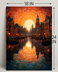 Dreamscape Canal At Sunset Poster