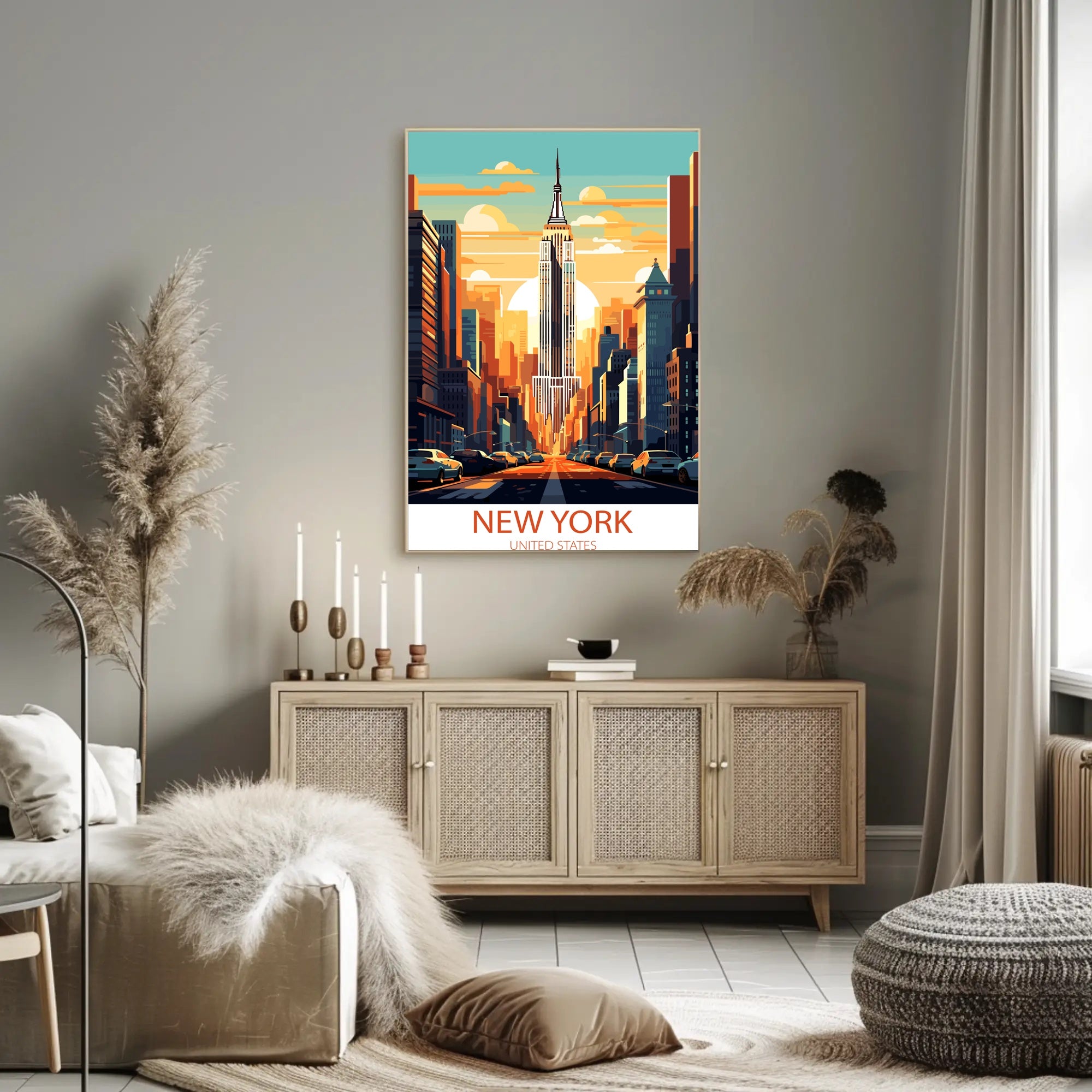 Empire State Building Retro New York Cityscape Urban Poster