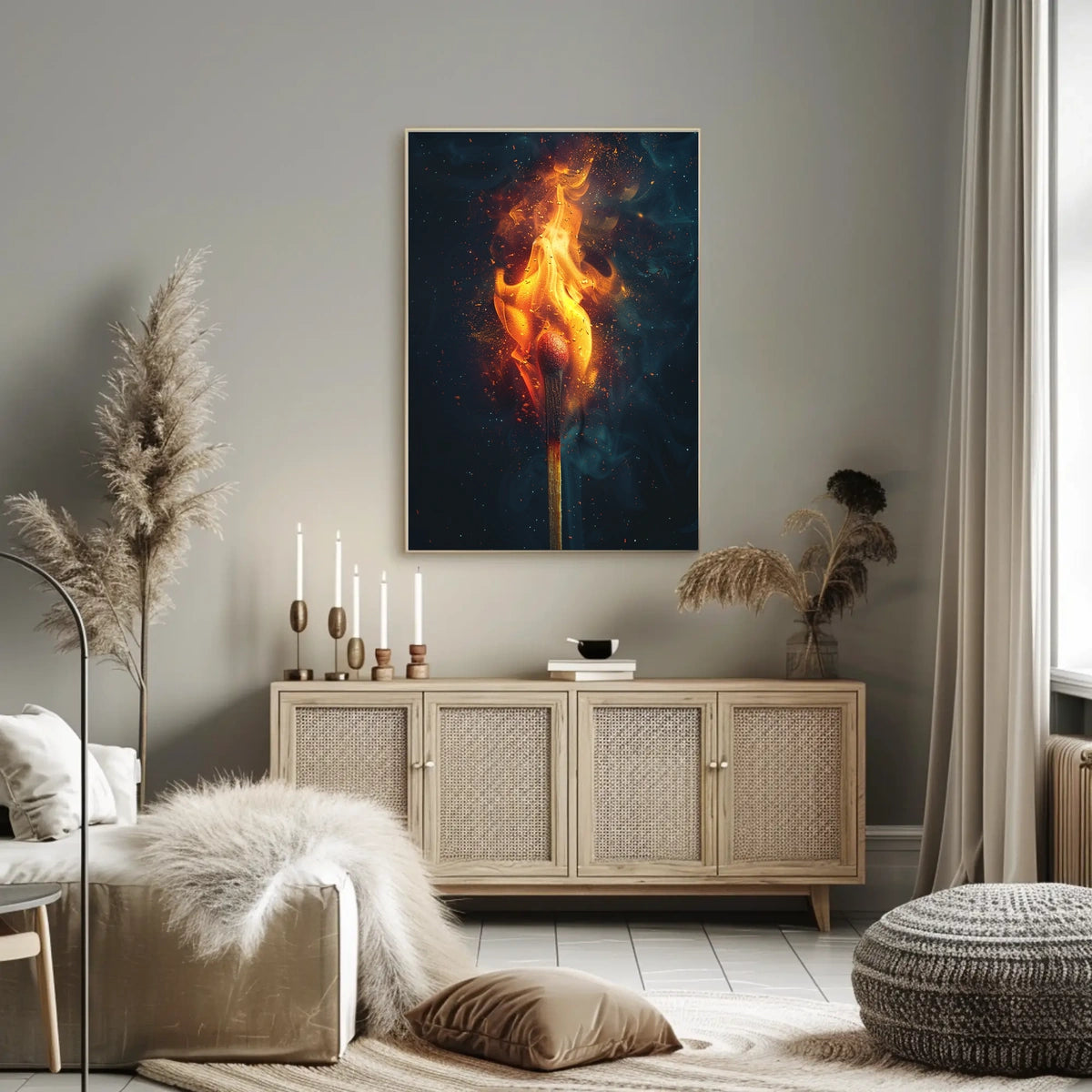 Ignite Your Space: Vivid Flames Art Poster