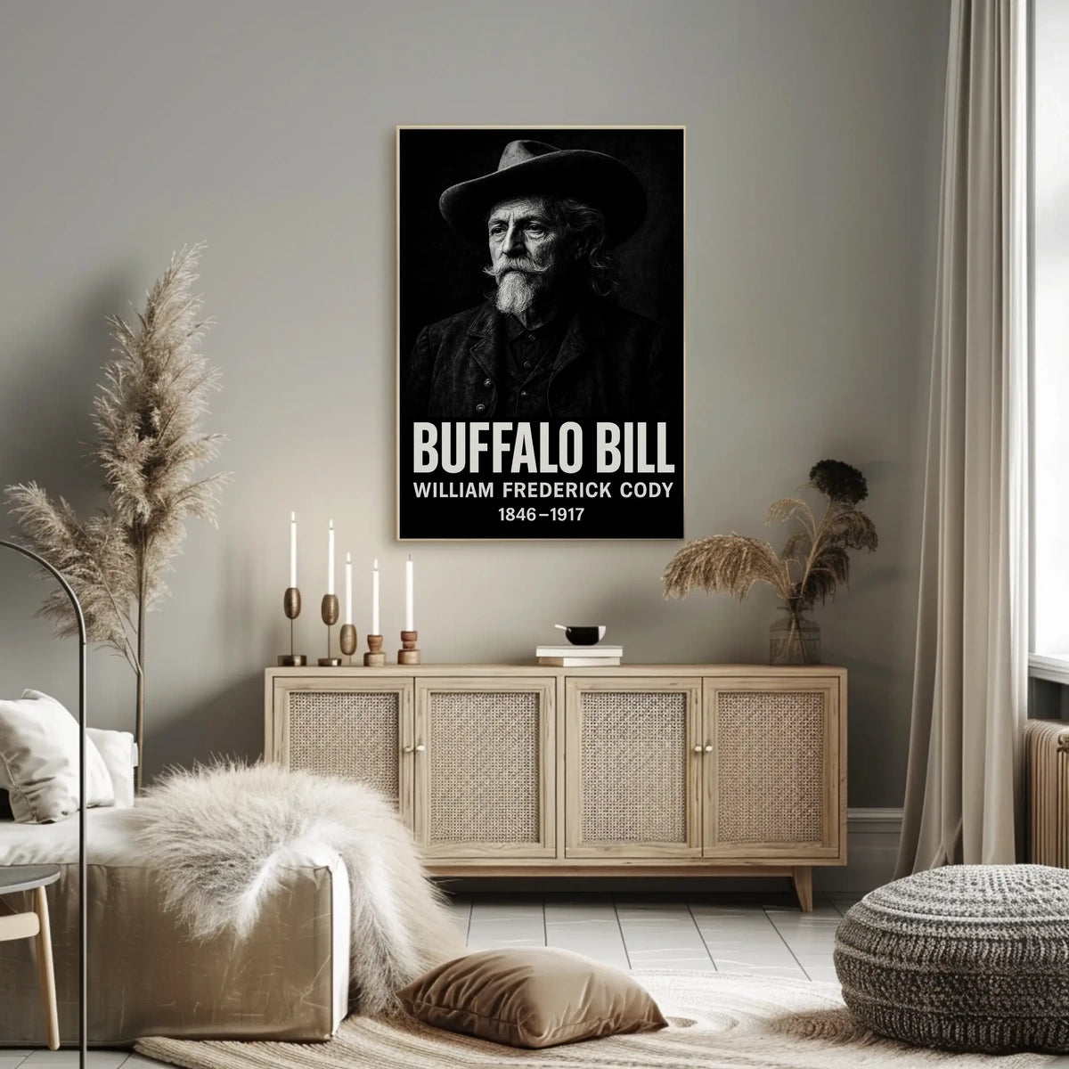 Buffalo Bill Monochrome Portrait for Cultural Heritage Poster