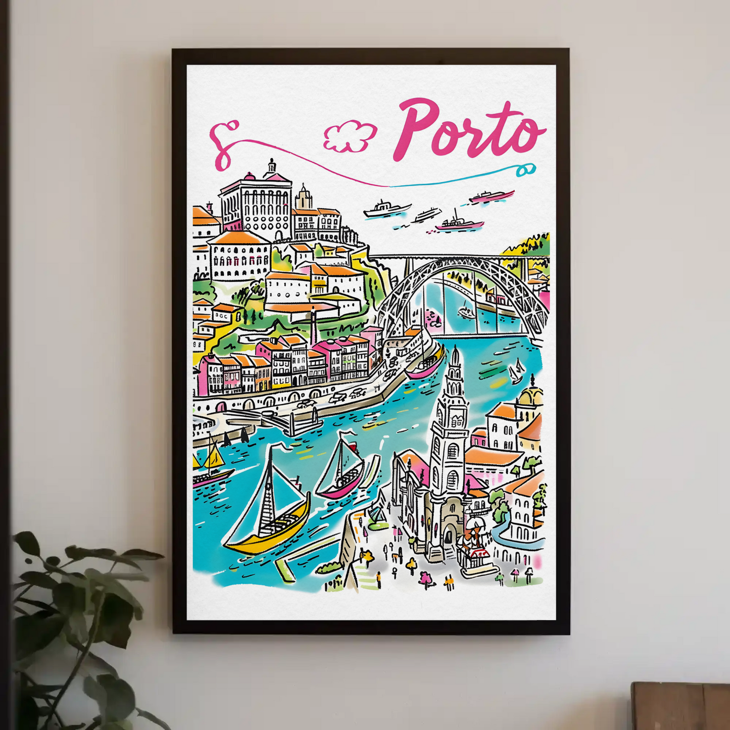 Porto Portugal Historic Riverside Travel Poster