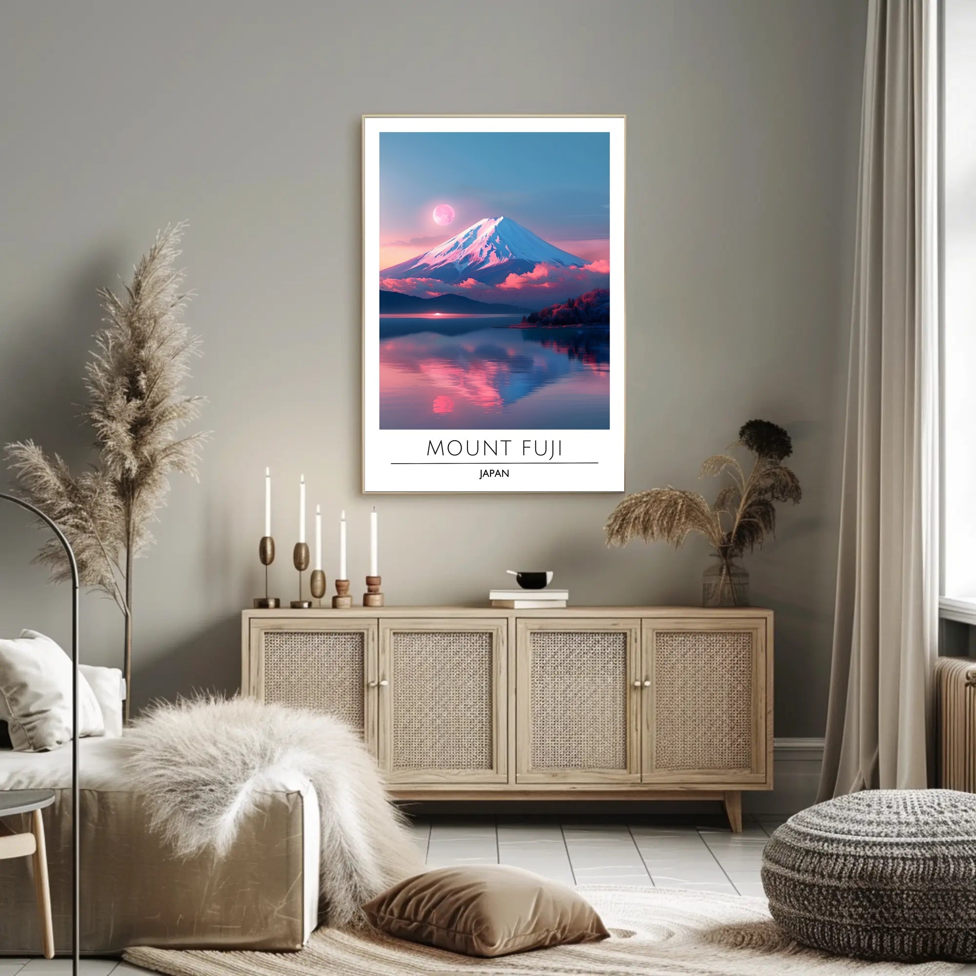 Mount Fuji Tranquil Reflection Travel Poster