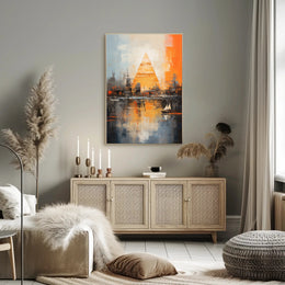 Pyramid Oasis Dreamscape Abstract Artistic Poster