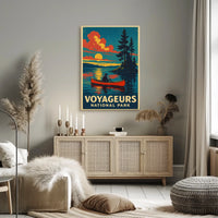 Voyageurs National Park Vintage Canoe Adventure Poster