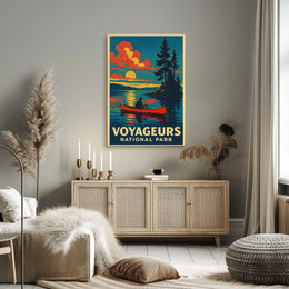 Voyageurs National Park Vintage Canoe Adventure Poster