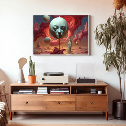 Surreal Dreamscape: Ethereal Floating Face Fantasy Poster