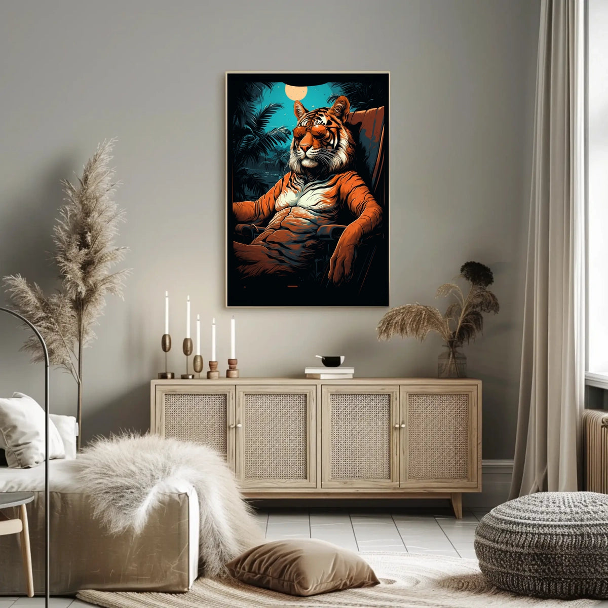 Tiger Majesty Illuminated: Exotic Animal Art Print Poster