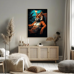 Tiger Majesty Illuminated: Exotic Animal Art Print Poster