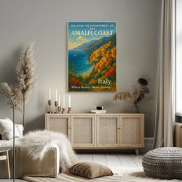 Amalfi Coast Romantic Seascape Art Poster Print