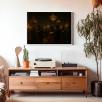 Enchanted Masquerade Moonlit Skyline Dreamlike Panorama Surreal Cityscape Poster