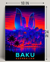 Baku Skyline Azerbaijan Poster PosterGoat