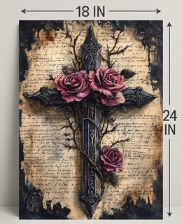 Roses And Cross Poster