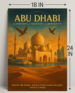 Abu Dhabi's Iconic Blend: Cultural Cityscape Travel Poster