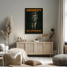 John F. Kennedy 35th President of the United States Techno Schematic Poster