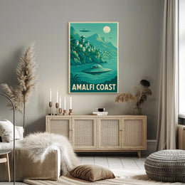 Amalfi Coast Futuristic Fantasy Poster