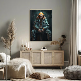 Futuristic Dystopian Character in Urban Scene - Sci-Fi Poster