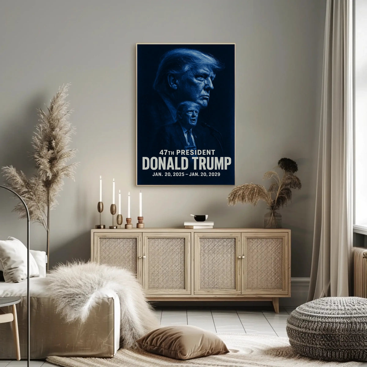 Donald Trump Resolute Leadership Monochrome Portrait Photography Realism Patriotism Poster